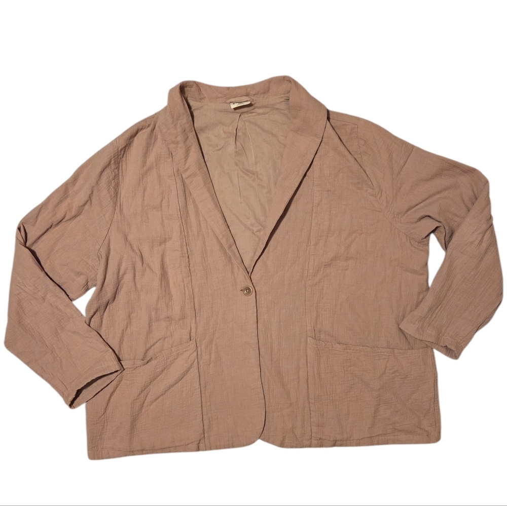 Pact Coastal Double Gauze Blazer Stucco Women's Jacket Size XXL Organic Cotton - Picture 4 of 11